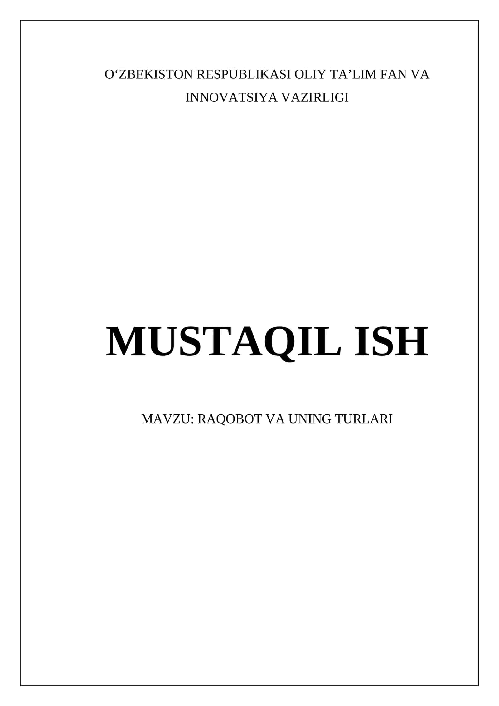 RAQOBOT VA UNING TURLARI 1