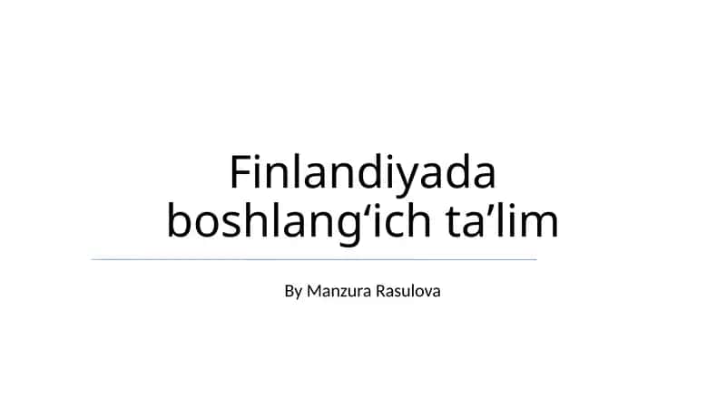 Finlandiyada boshlangʻich taʼlim 1