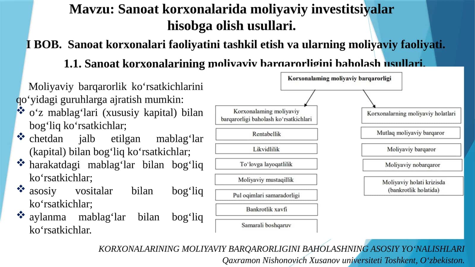 Sanoat korxonalarida moliyaviy investitsiyalar hisobga olish usullari 1