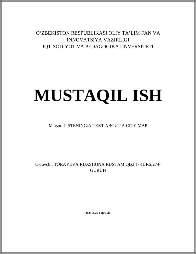 LISTENING:A TEXT ABOUT A CITY MAP 1