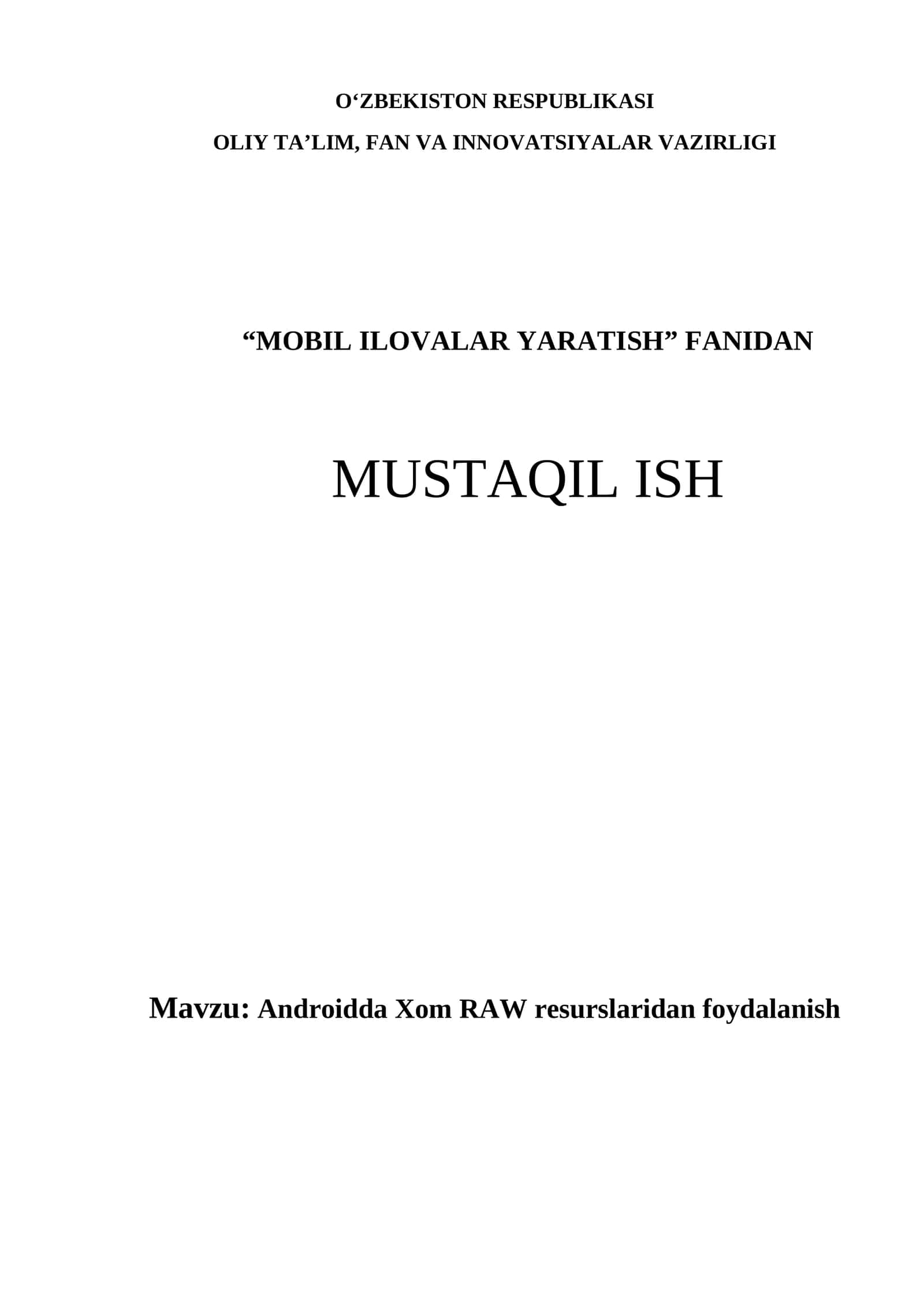 Androidda Xom RAW resurslaridan foydalanish 1
