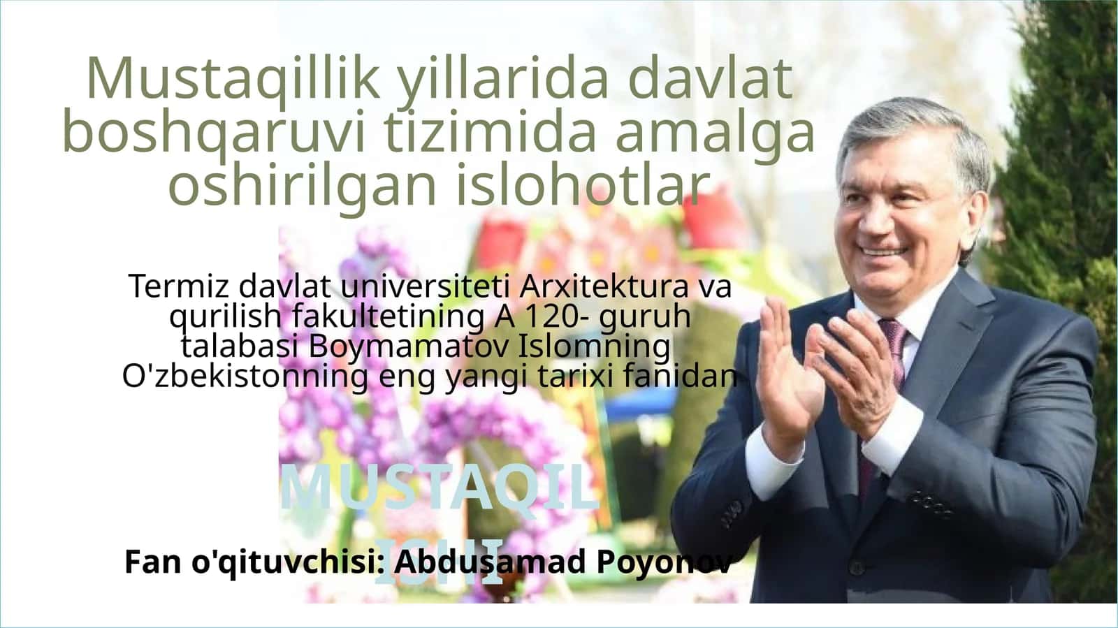 O'zbekistonning eng yangi tarixi fani 1