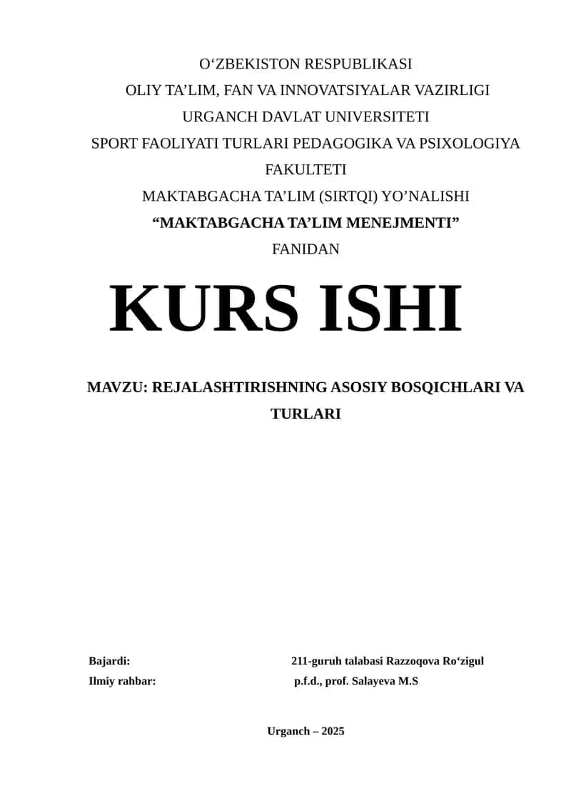 "MAKTABGACHA TA’LIM MENEJMENTI" 1