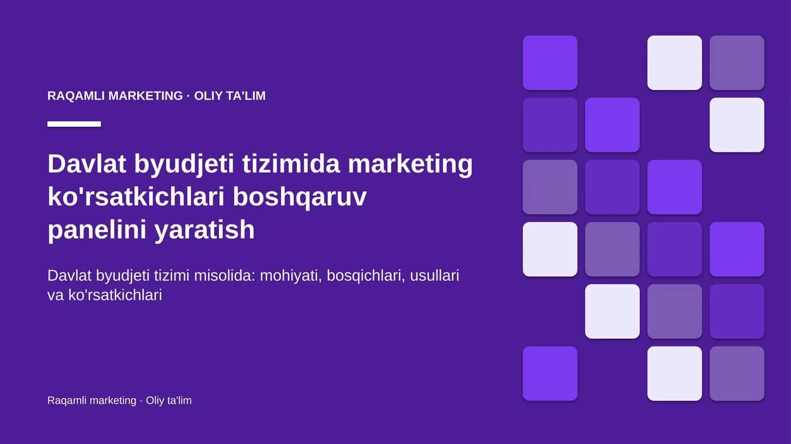 Raqamli marketing · Oliy ta'lim 1