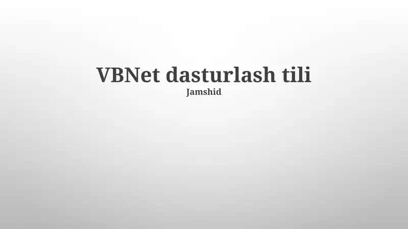 VBNet dasturlash tili 1