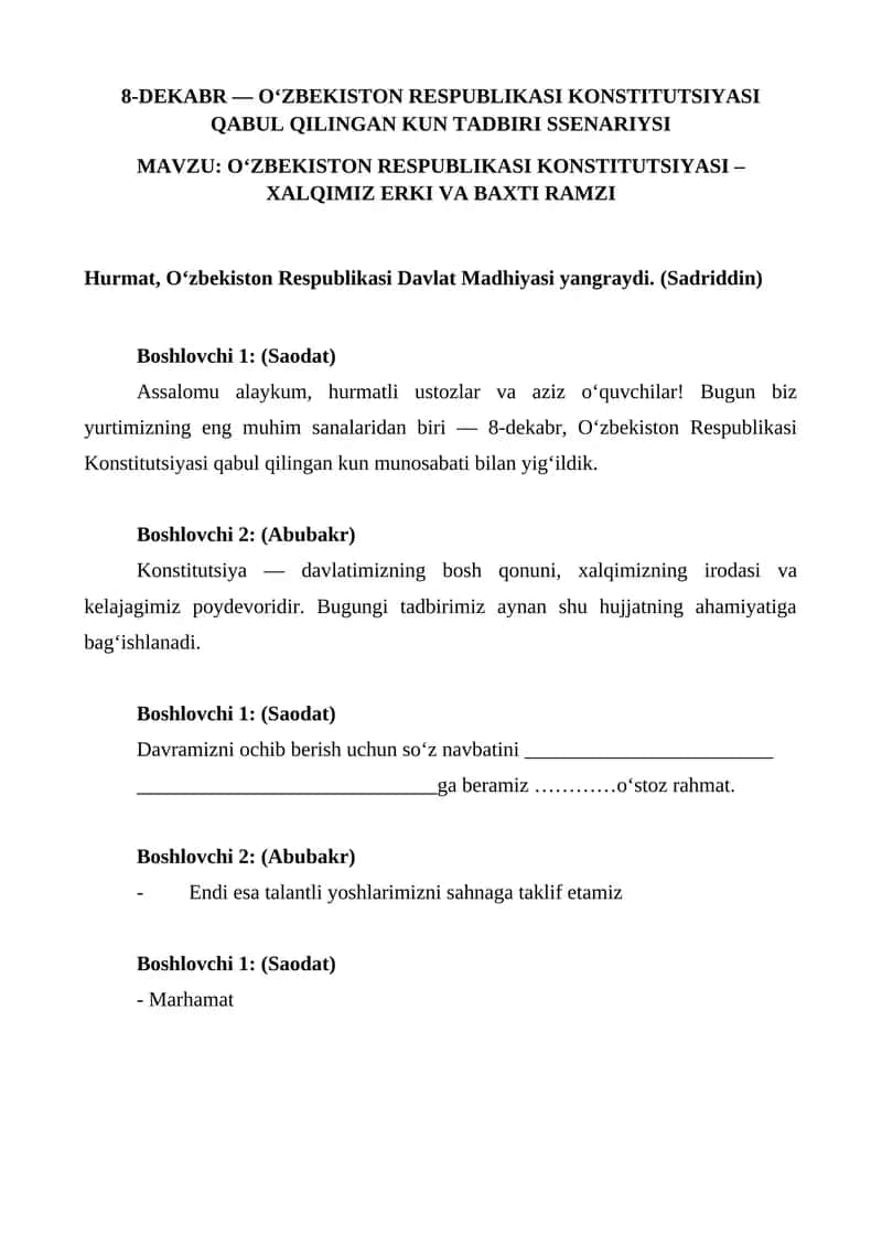 O‘ZBEKISTON RESPUBLIKASI KONSTITUTSIYASI 1