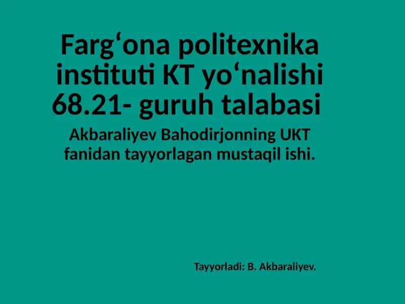 Avtomatlashtirish haqida 1