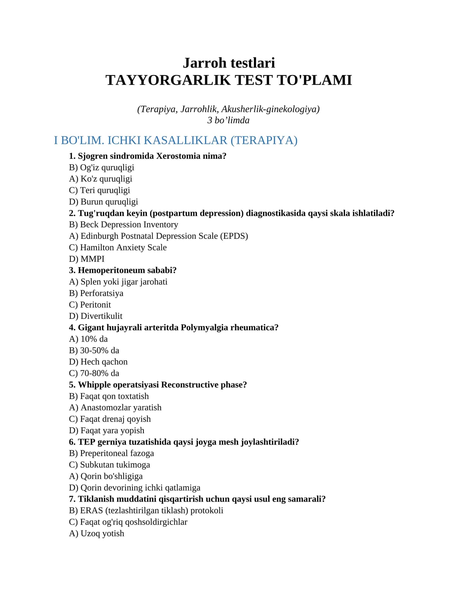 Jarroh testlari 1
