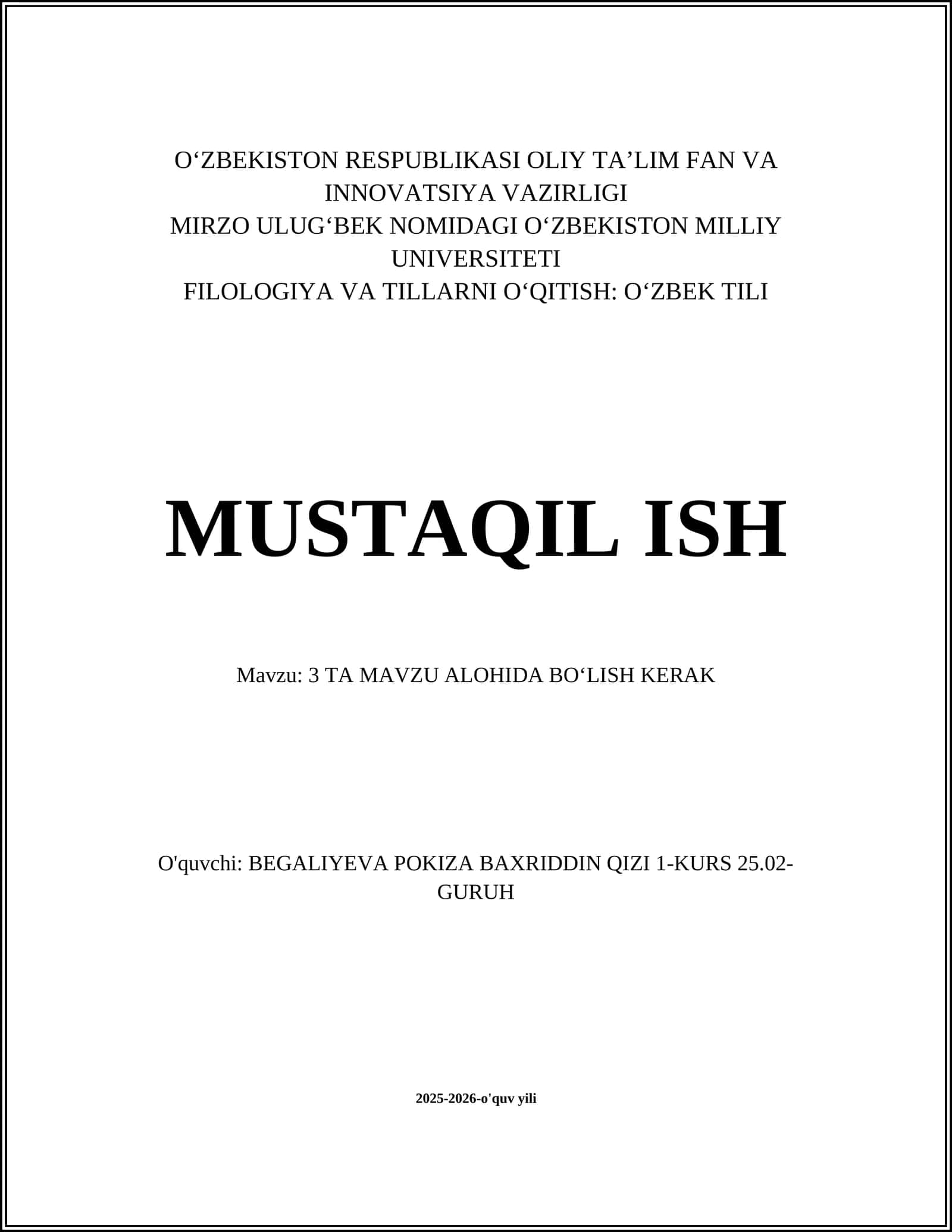 Matematika Dars Rejasi 1