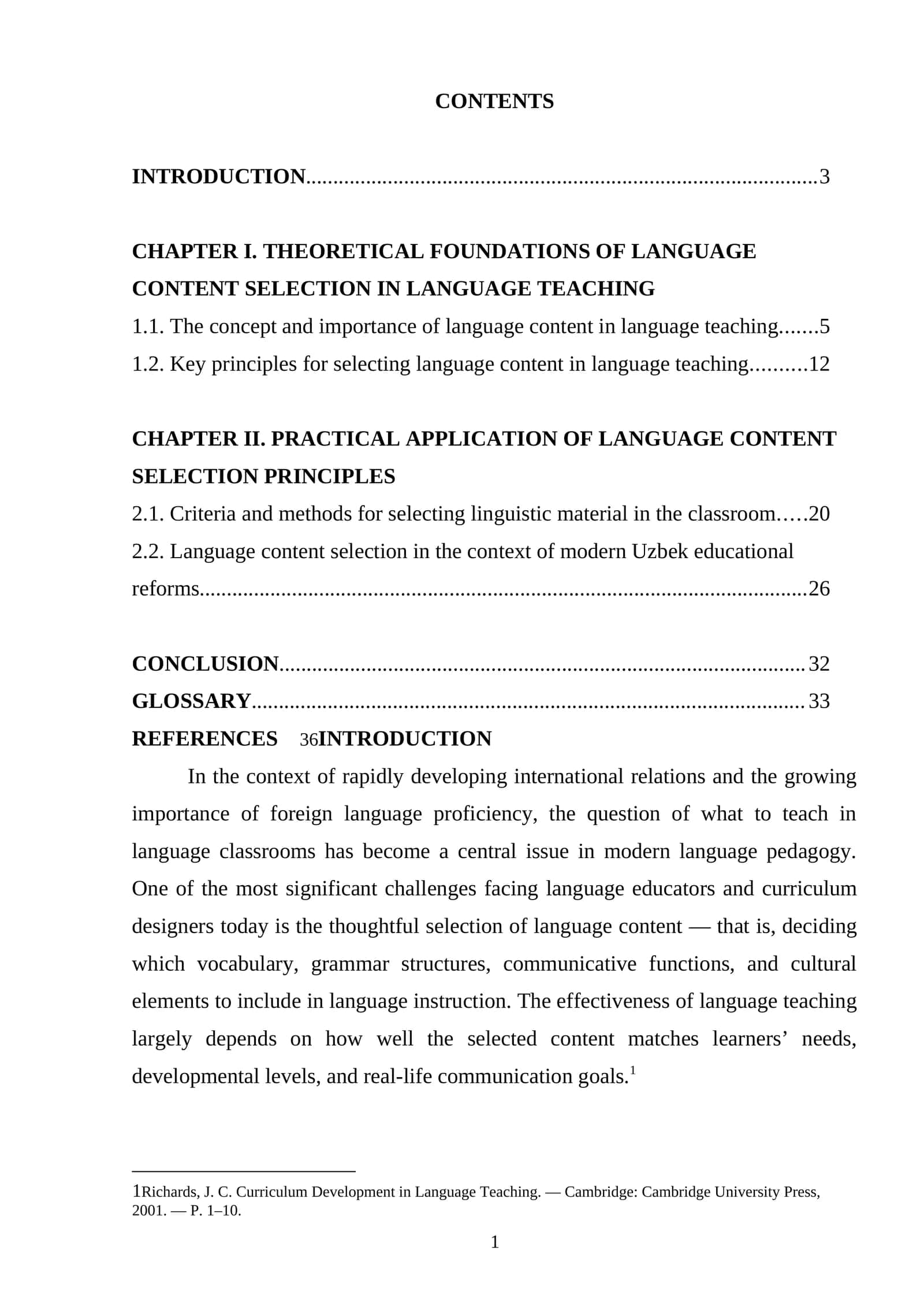 The principles for the selection of language content in language teaching 1