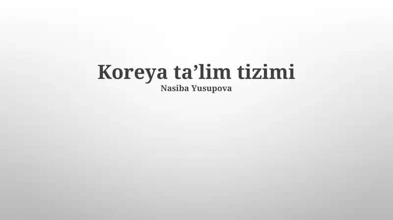 Koreya taʼlim tizimi 1