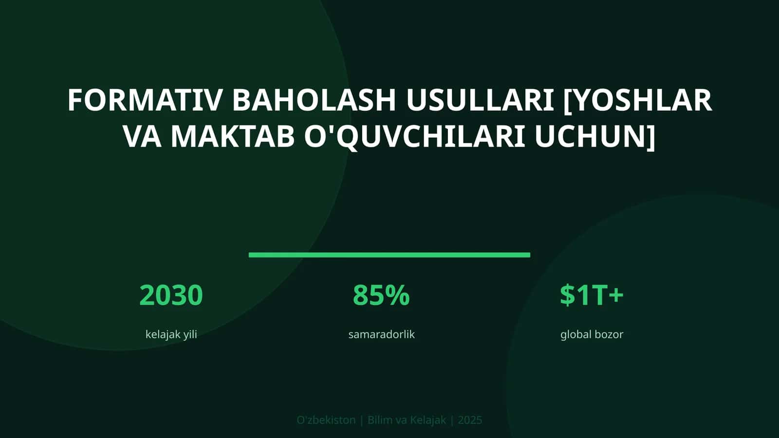 Formativ baholash usullari [yoshlar va maktab o'quvchilari uchun] 1