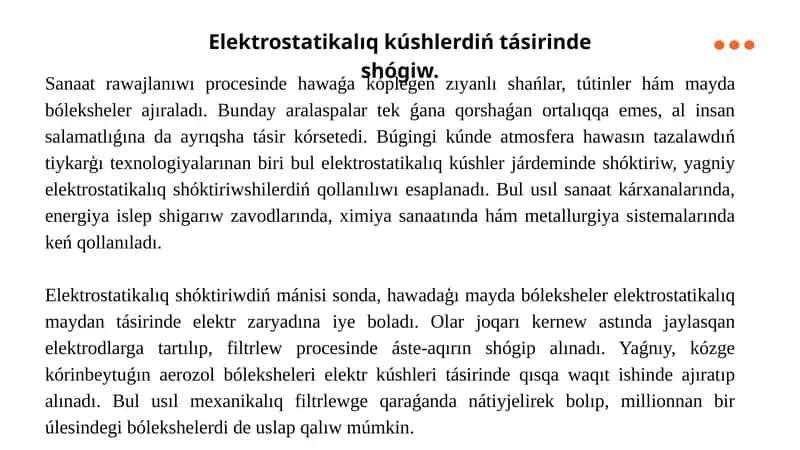 Elektrostatikalıq kúshler járdeminde shóktiriw 1