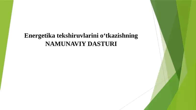 Energetika tekshiruvi NAMUNAVIY DASTURI 1