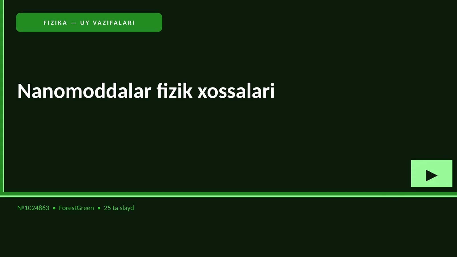 Nanomoddalar fizik xossalari 1