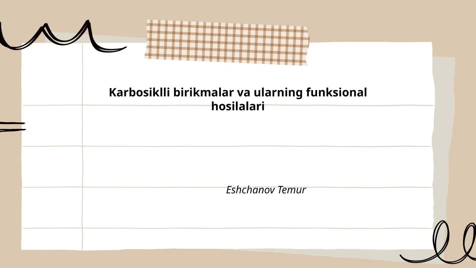 Karbosiklli birikmalar va ularning funksional hosilalari 1