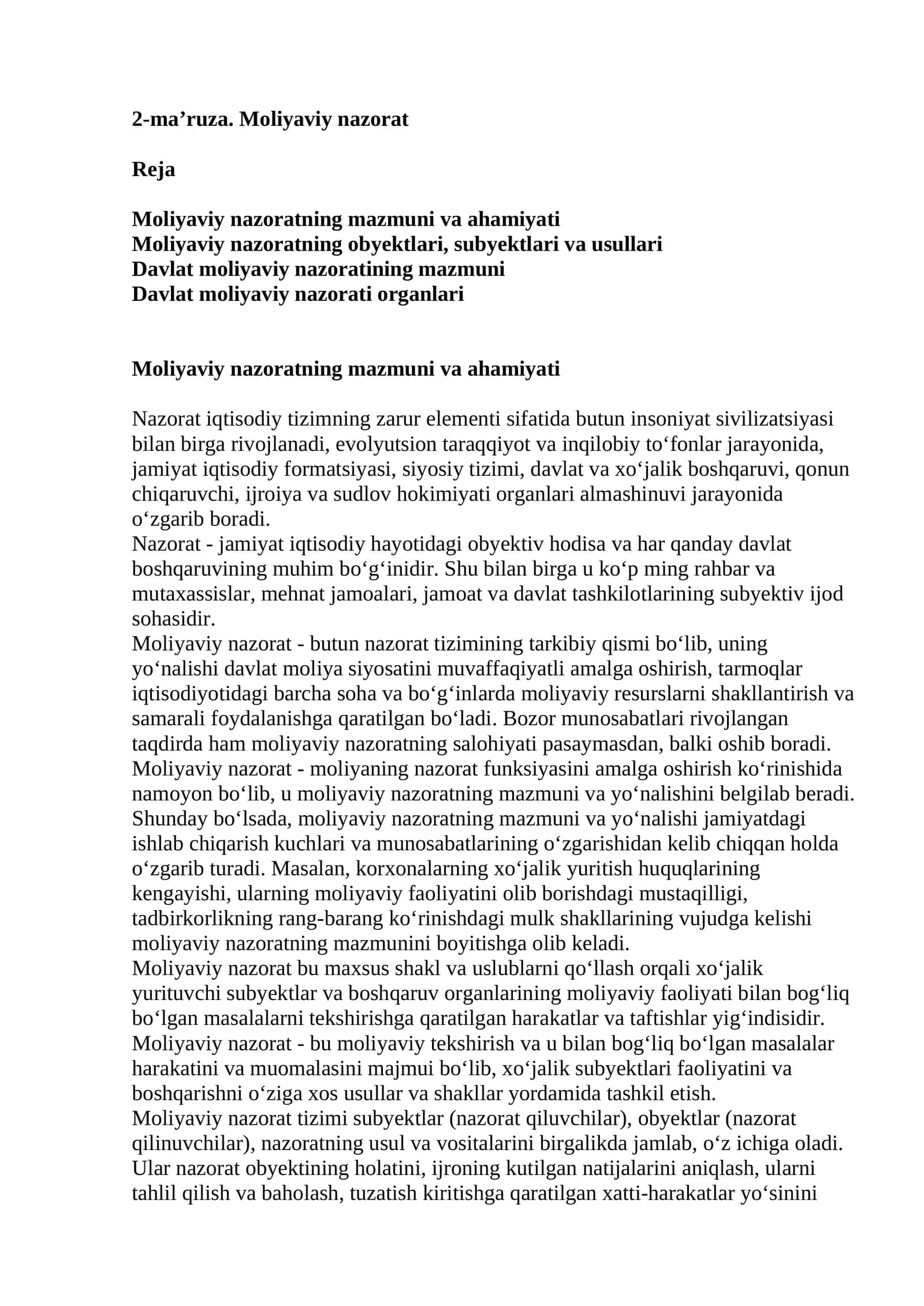 Moliyaviy nazorat 1