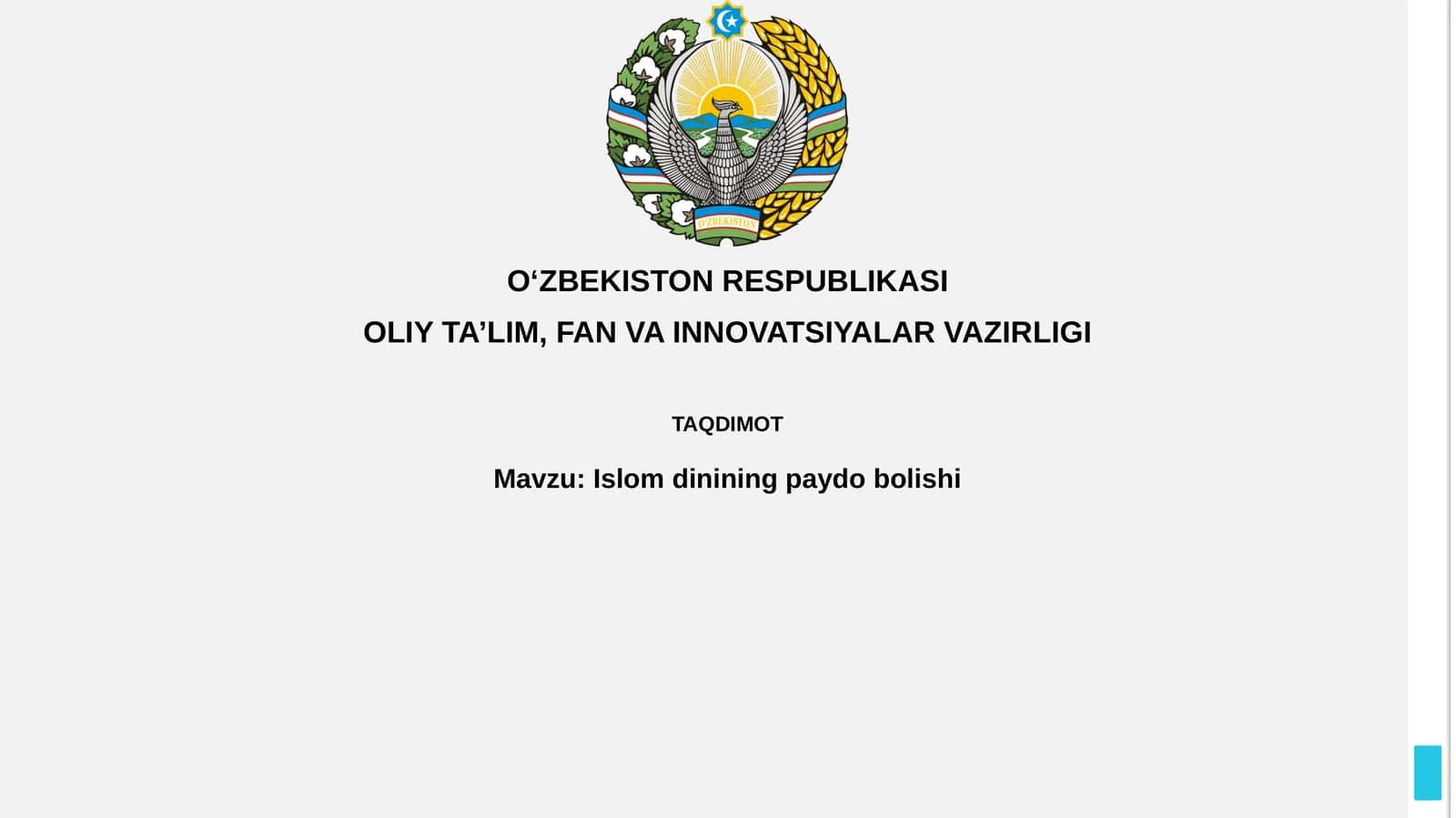 Islomdinining paydobolishi 1