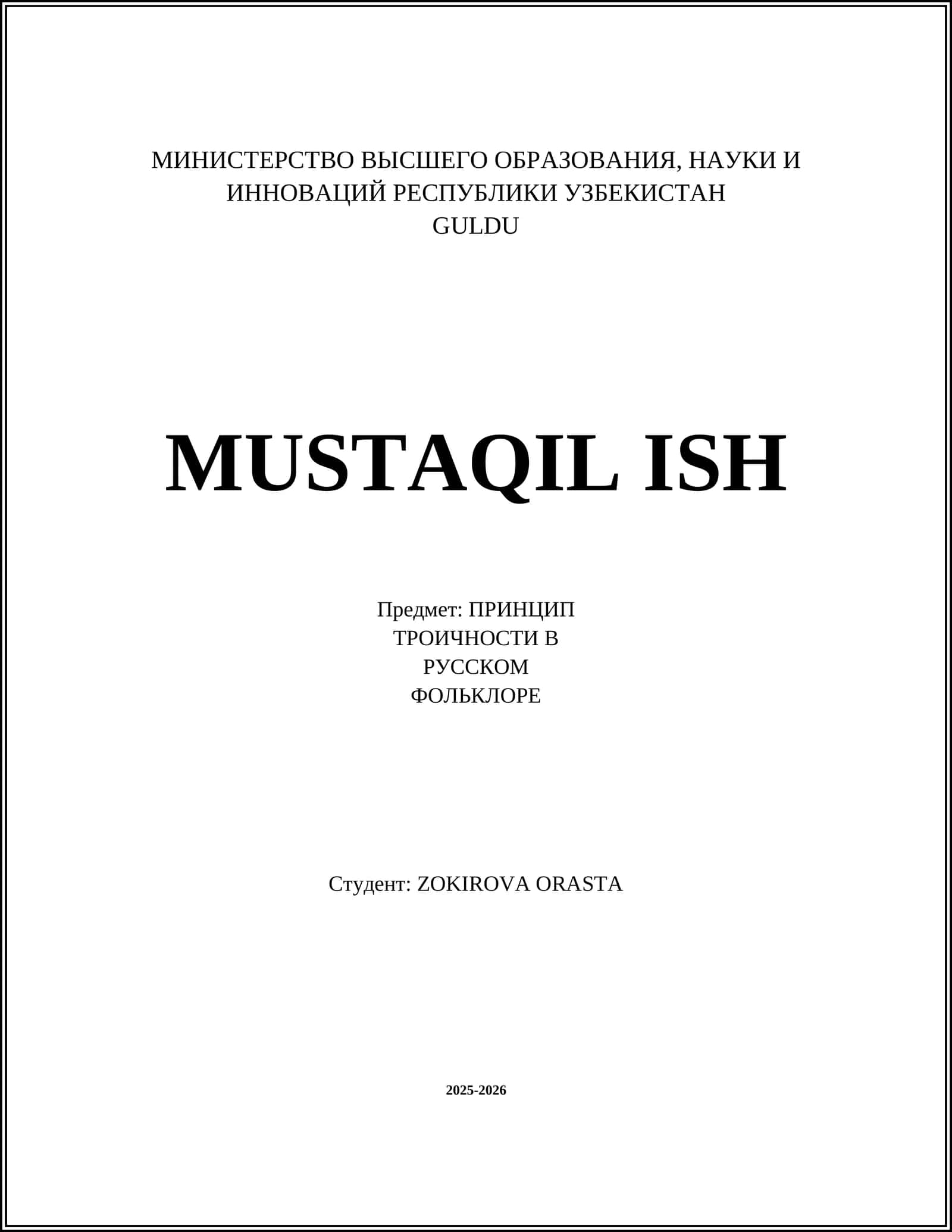 MUSTAQIL ISH 1