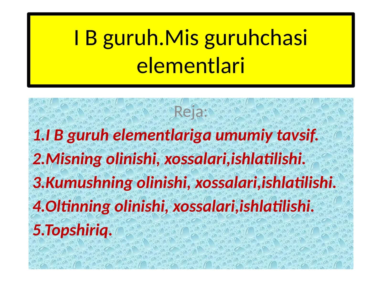 I B Guruh Elementlari 1