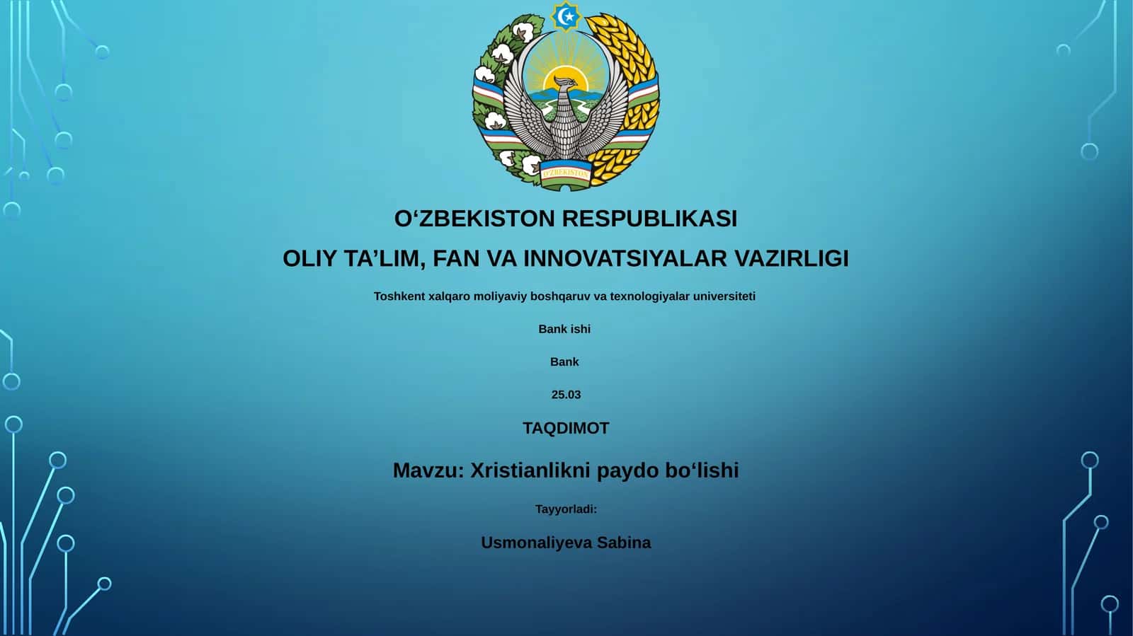 Xristianlikni paydo boʻlishi 1
