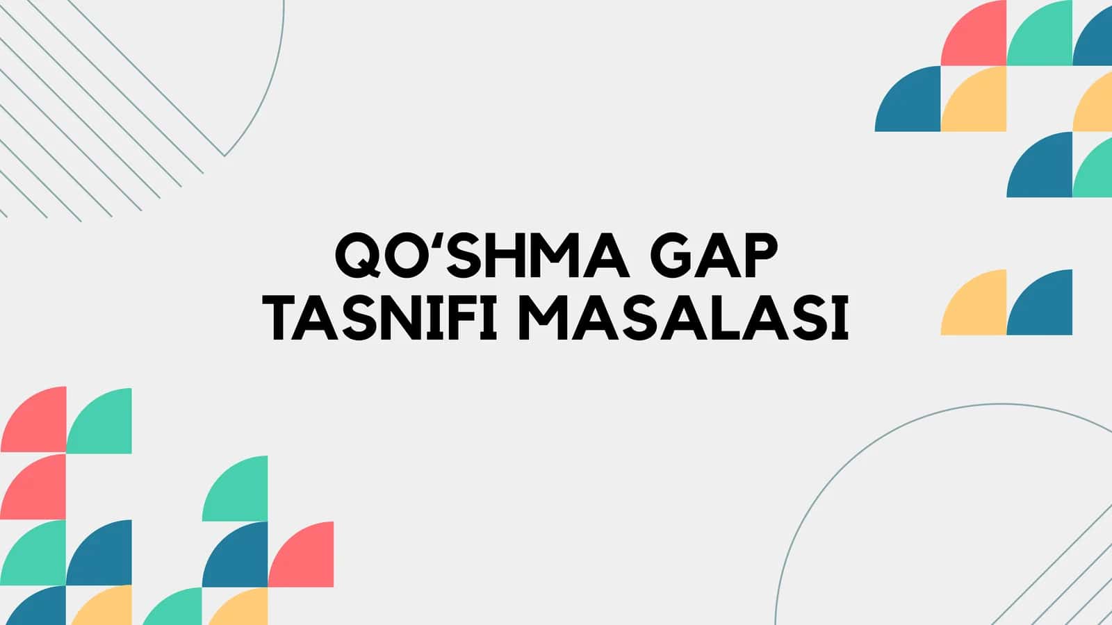 QOʻSHMAGAP TASNIFI MASALASI 1