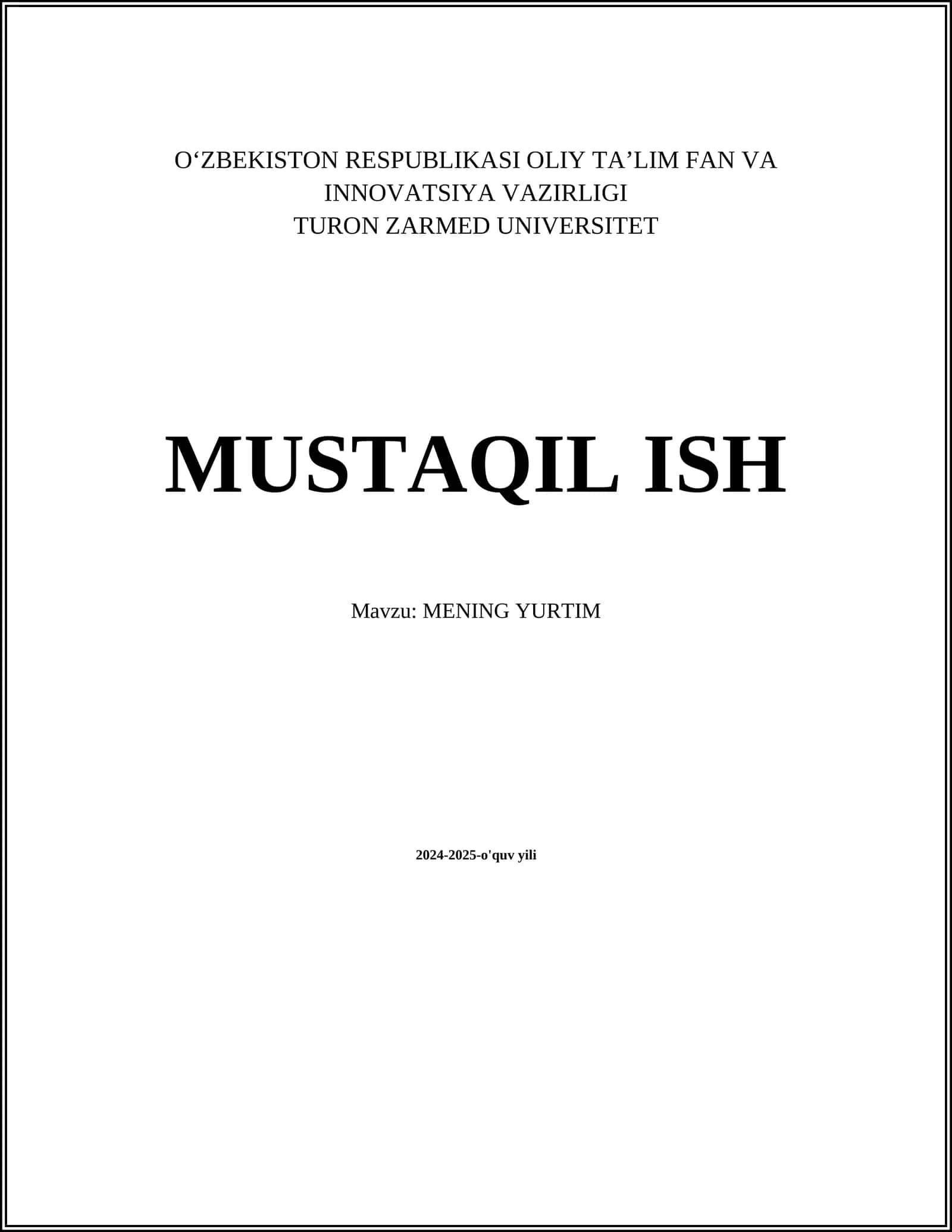 MENING YURTIM 1