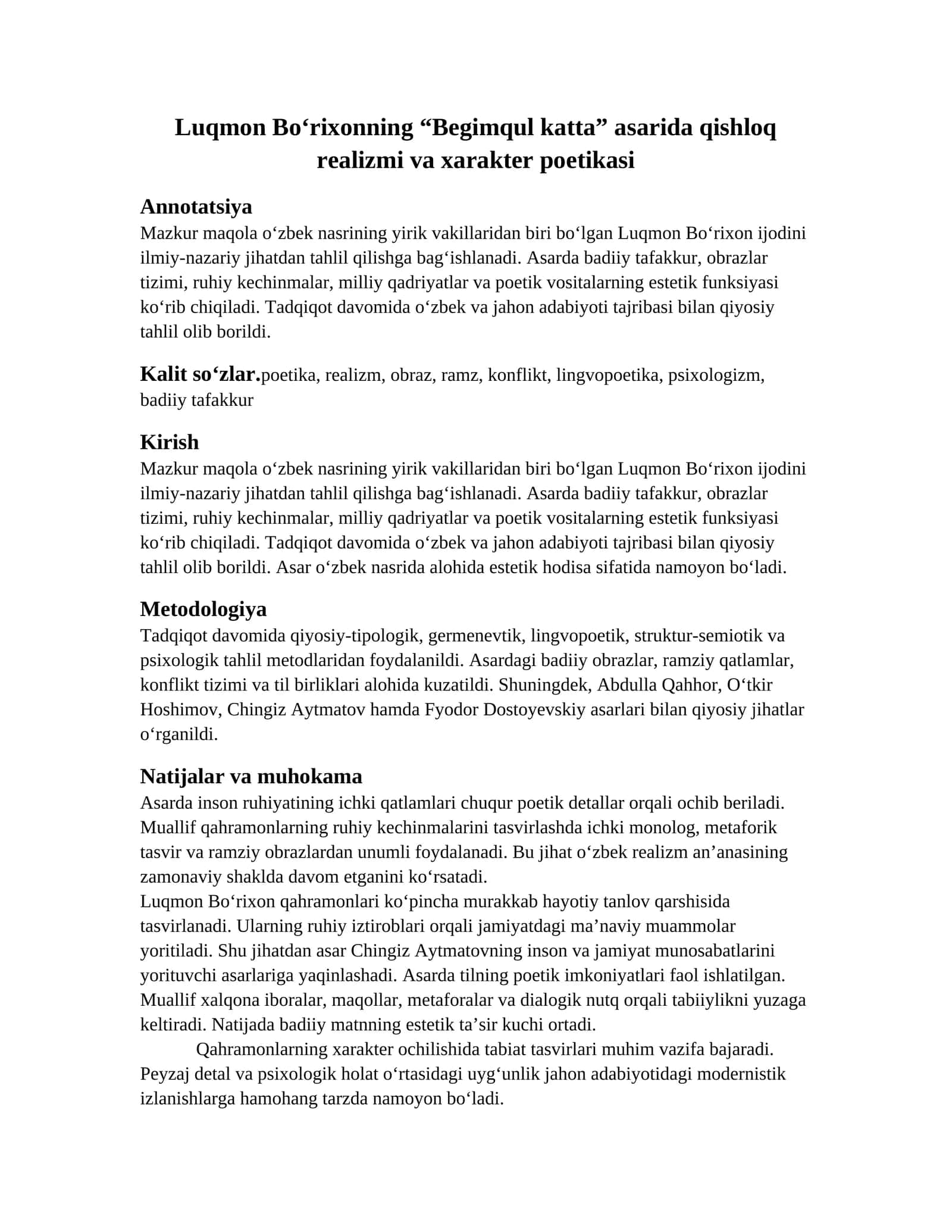 Begimqul katta 1