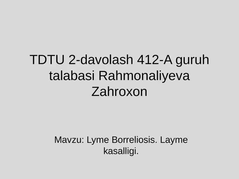 Lyme Borreliosis 1