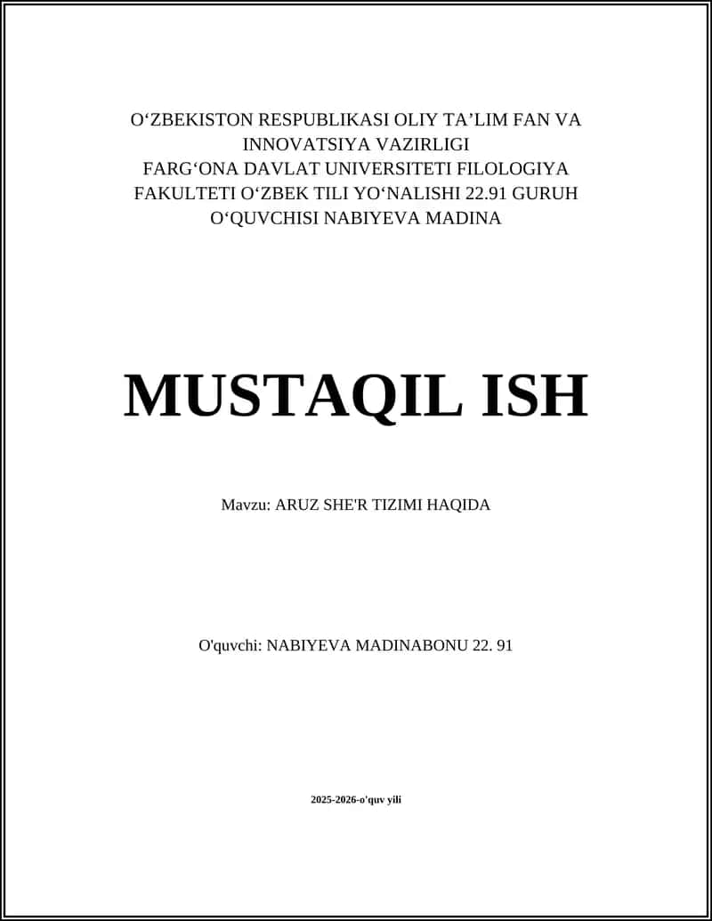 ARUZ SHE'R TIZIMI HAQIDA 1