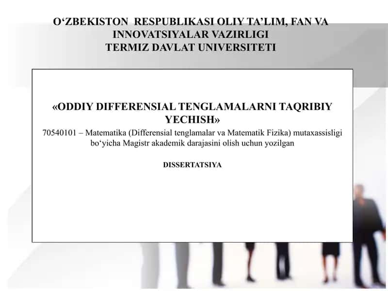 ODDIY DIFFERENSIAL TENGLAMALARNI TAQRIBIY YECHISH 1