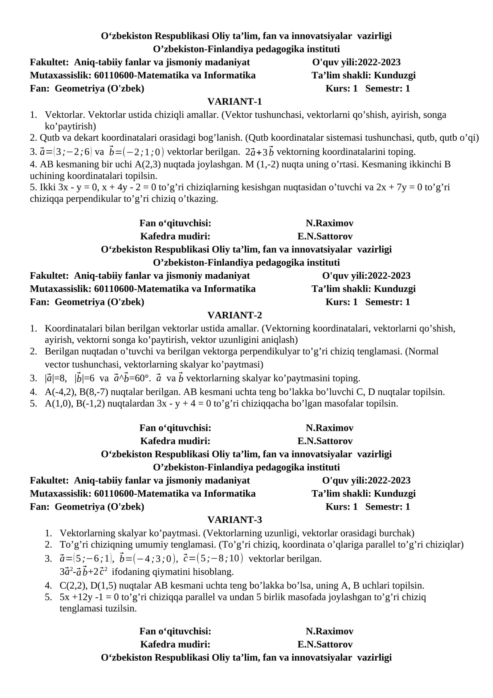 Geometriya (O'zbek) 1