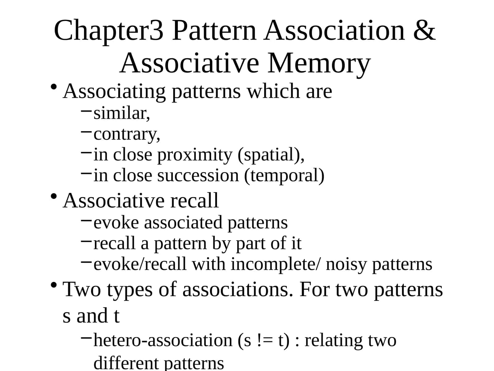 Chapter3 Pattern Association & Associative Memory 1