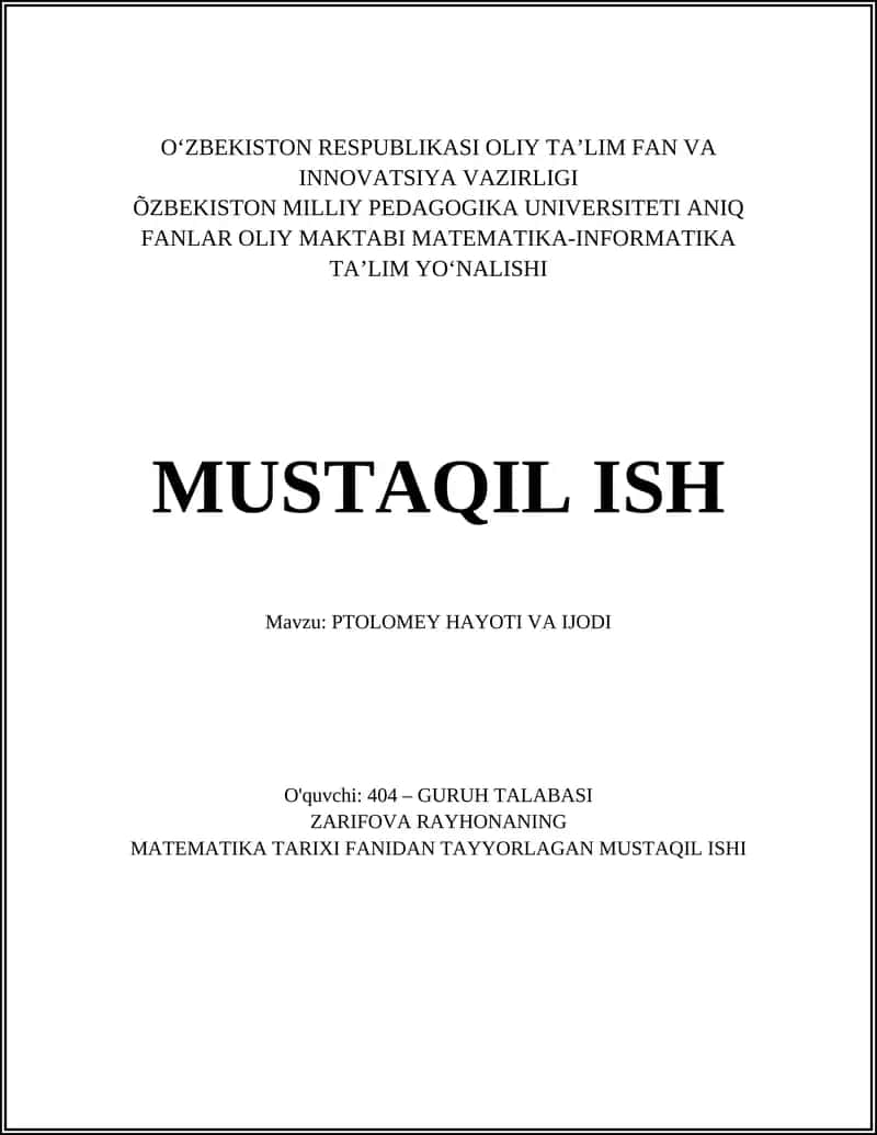 PTOLOMEY HAYOTI VA IJODI 1