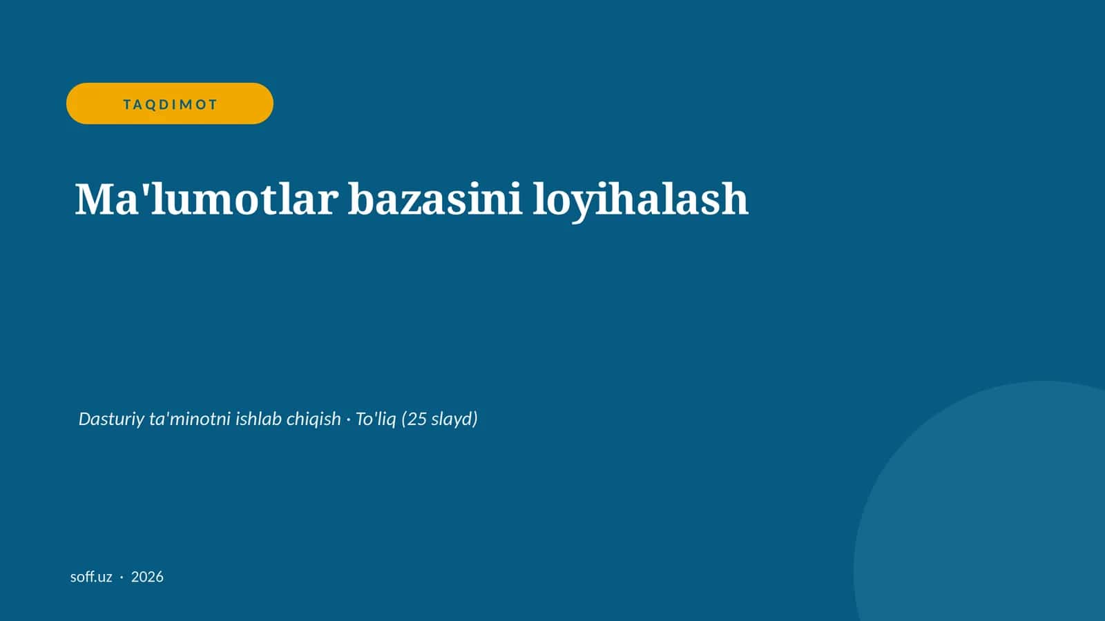 Ma'lumotlar bazasini loyihalash 1