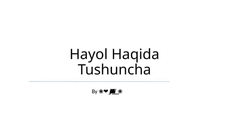 Hayol Haqida Tushuncha 1