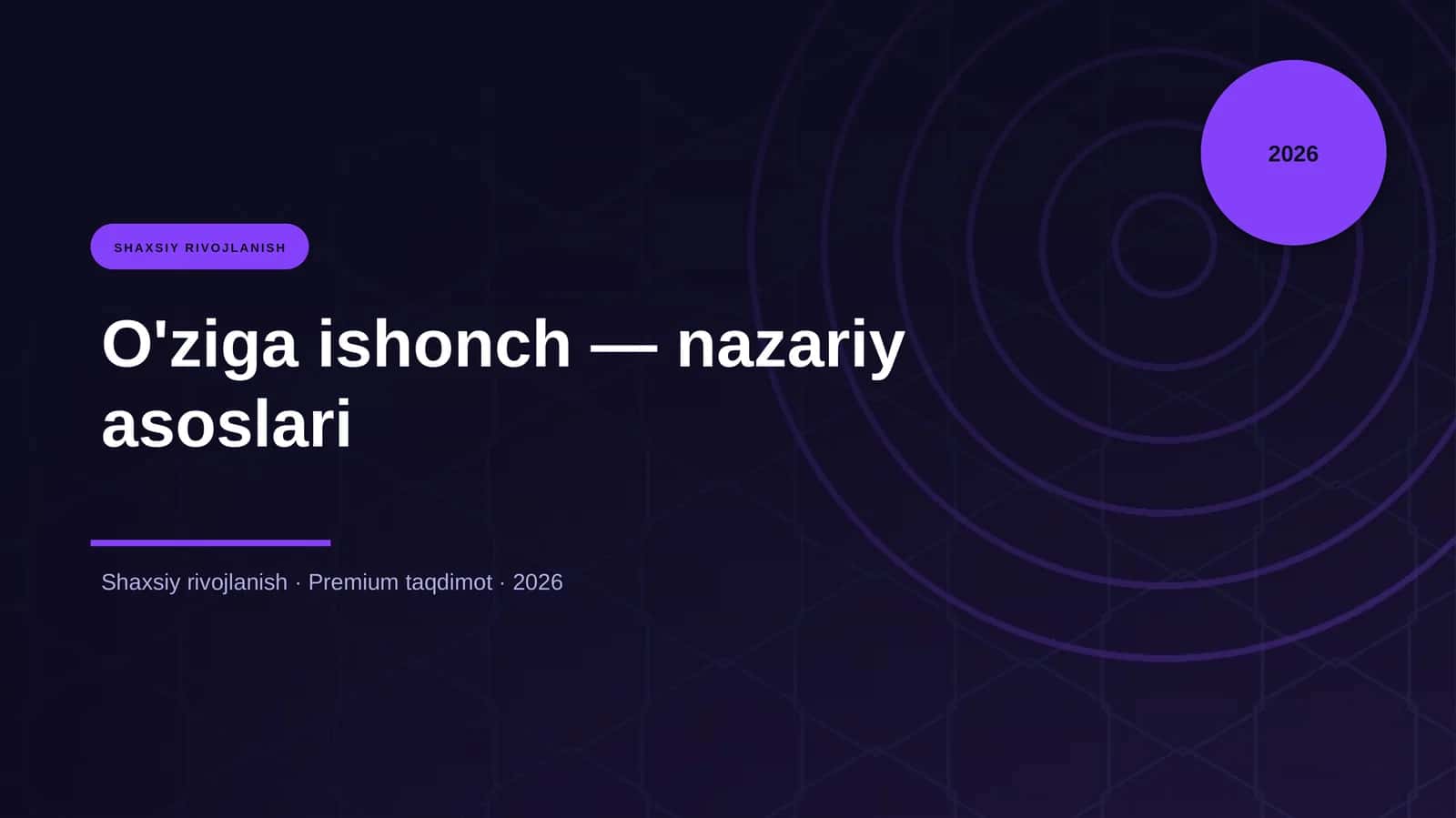 O'ziga ishonch — nazariy asoslari 1