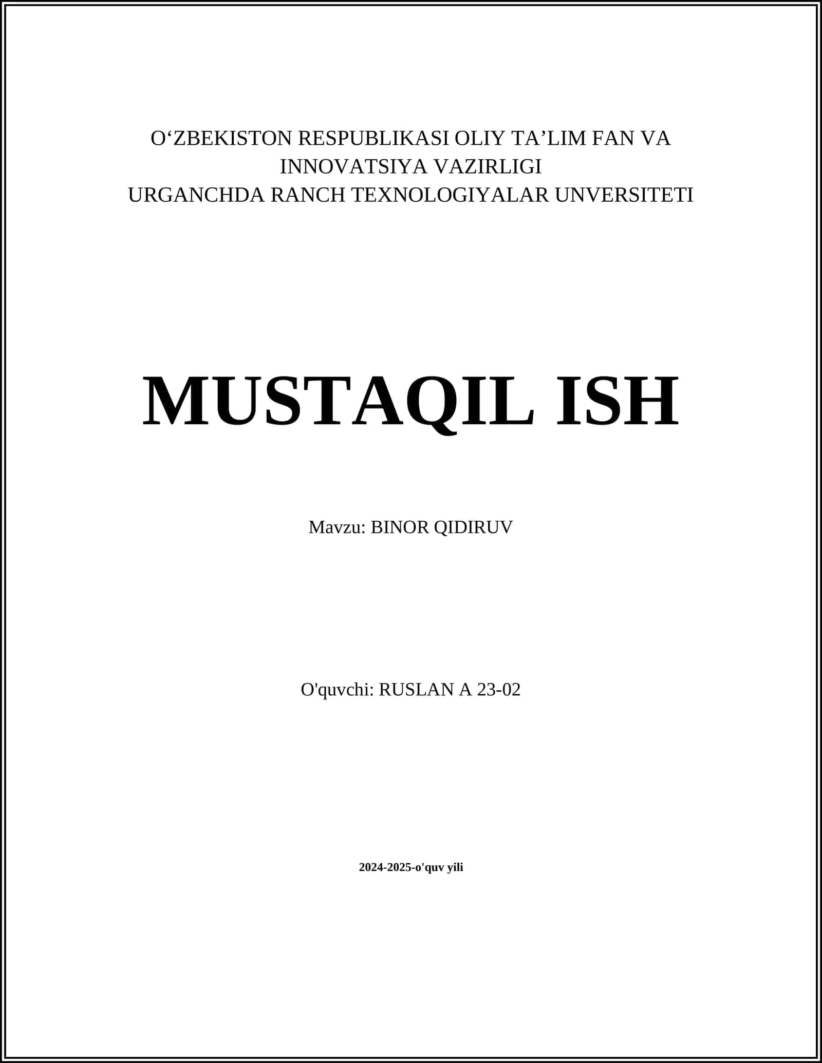 BINOR QIDIRUV 1