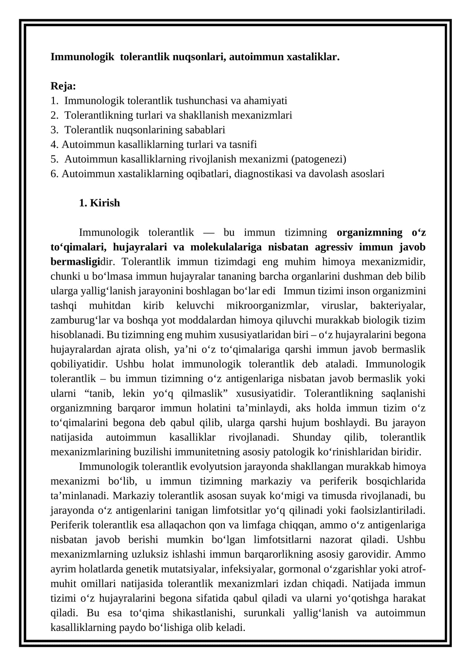 immunologik tolerantlik 1