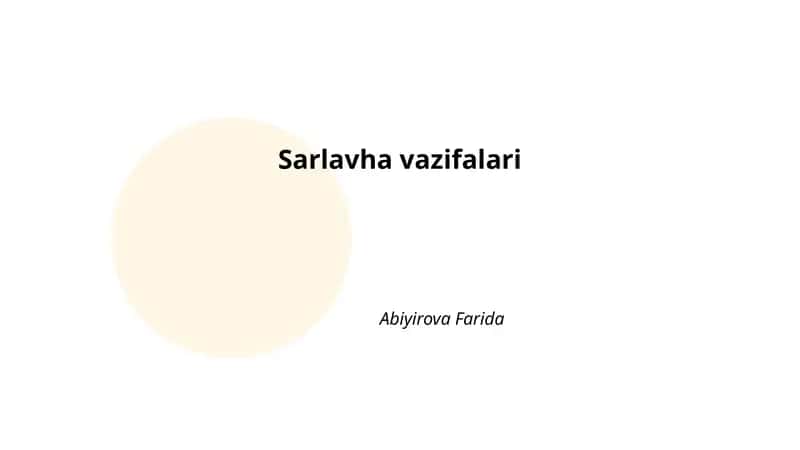 Sarlavha vazifalari 1