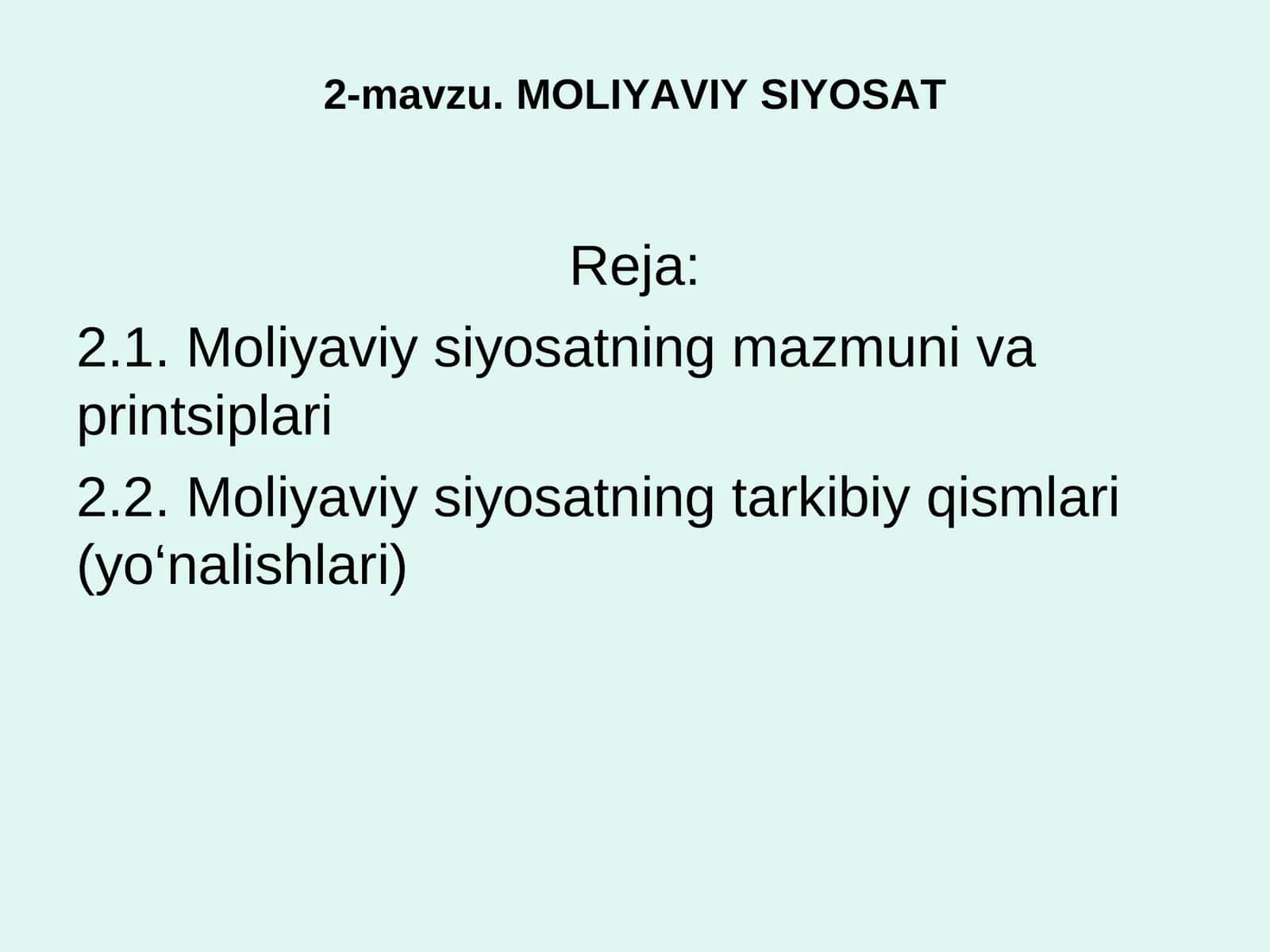 MOLIYAVIY SIYOSAT 1