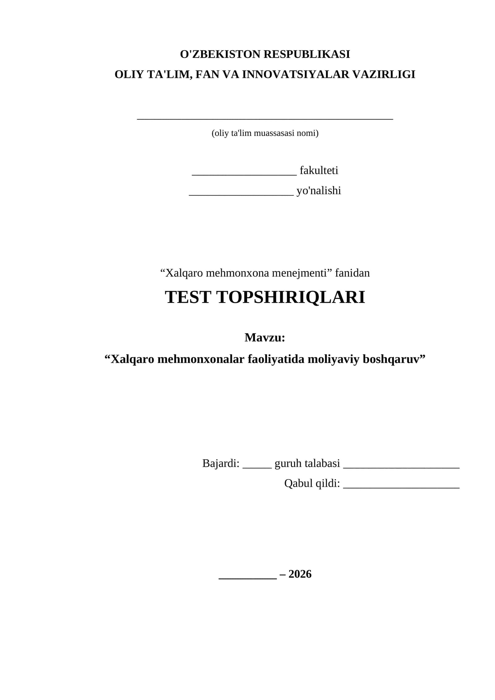 TEST TOPSHIRIQLARI 1