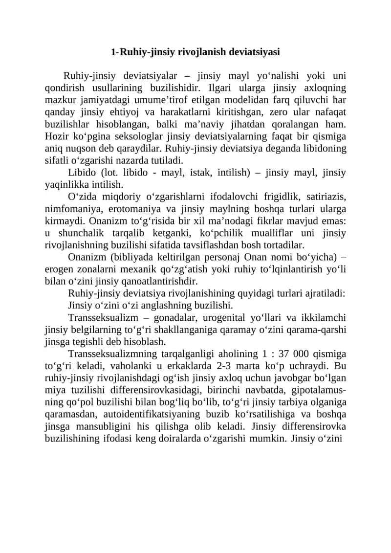 Ruhiy-jinsiy rivojlanish deviatsiyasi 1