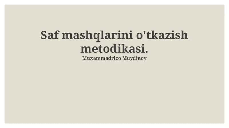 Saf mashqlarini o'tkazish metodikasi 1