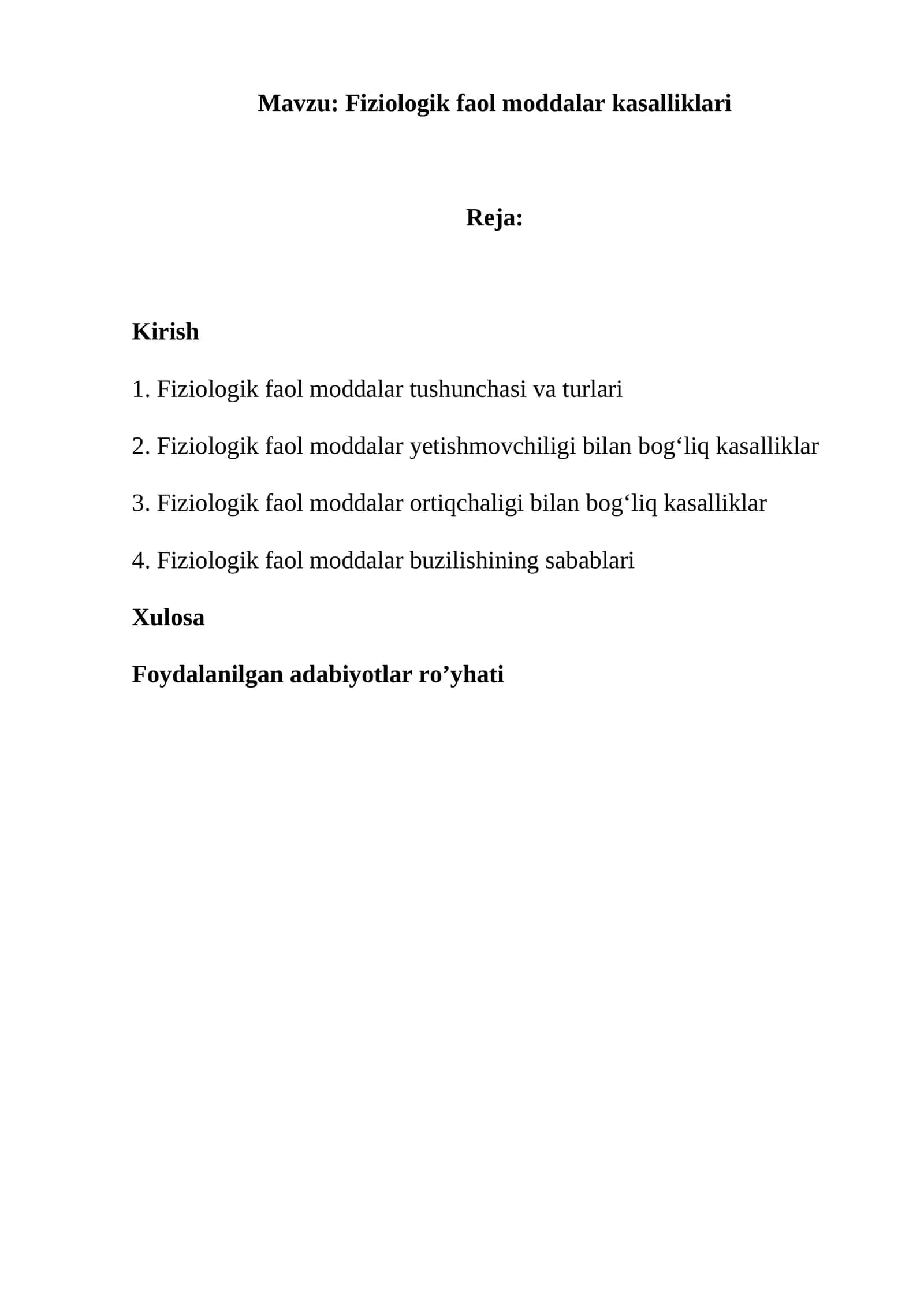 Fiziologik faol moddalar kasalliklari 1