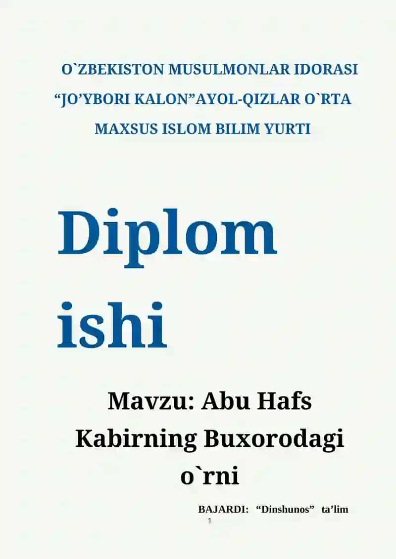 Abu Hafs Kabirning Buxorodagi o`rni