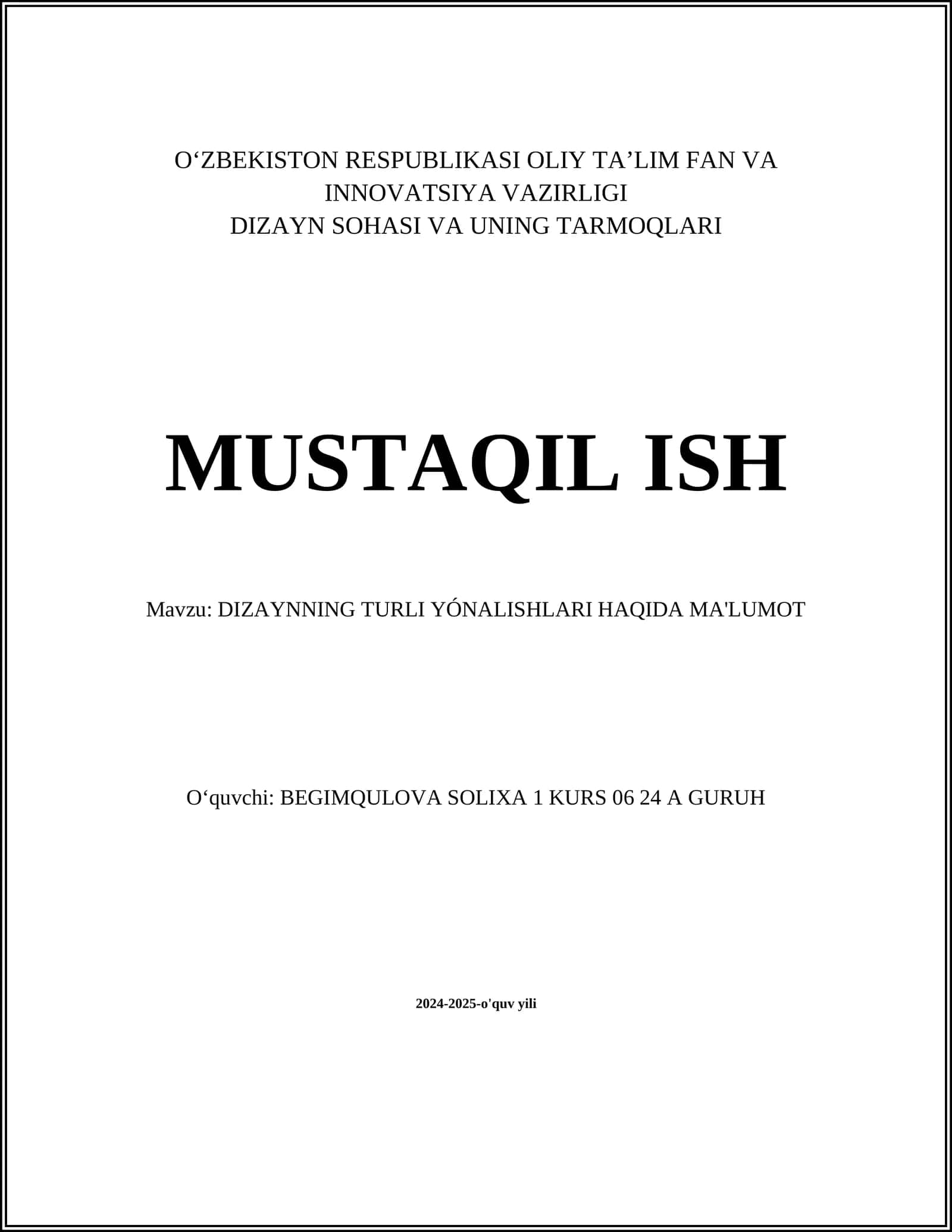 DIZAYNNING TURLI YÓNALISHLARI HAQIDA MA'LUMOT 1