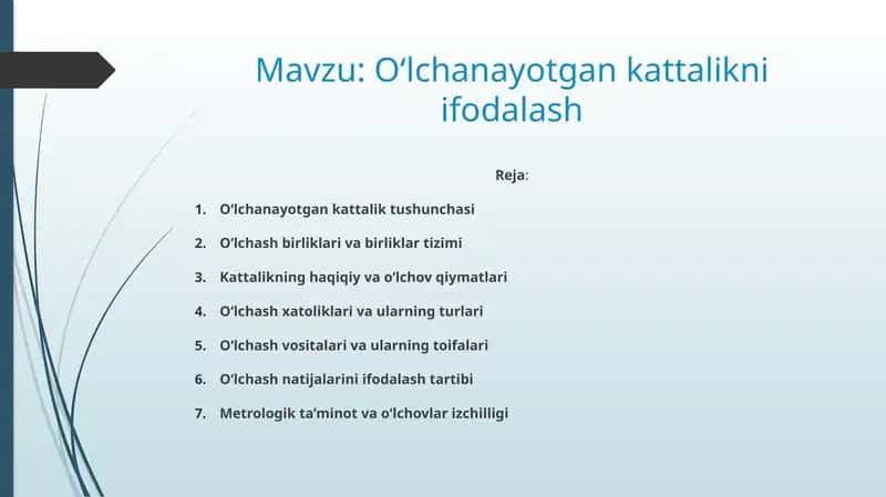 O‘lchanayotgan kattalikni ifodalash 1