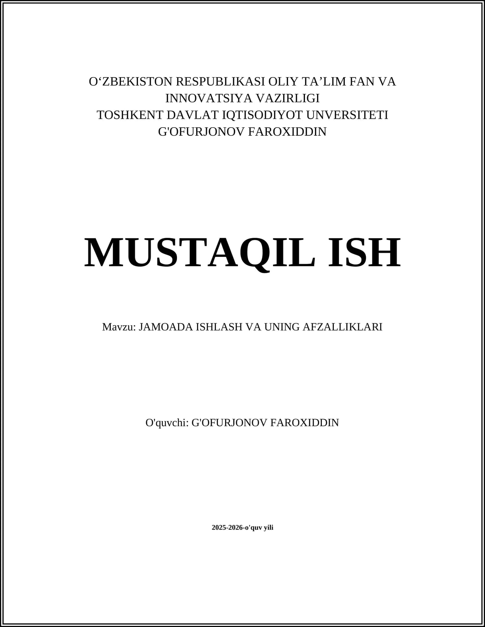 JAMOADA ISHLASH VA UNING AFZALLIKLARI 1