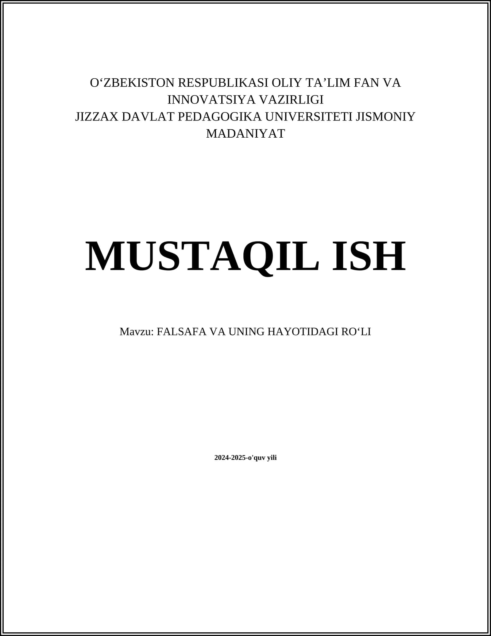 FALSAFA VA UNING HAYOTIDAGI ROʻLI 1